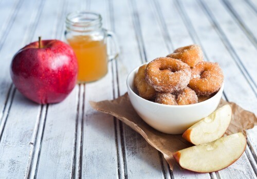 Apple cider and apple donuts at an Apple Orchard for LaSalle IL