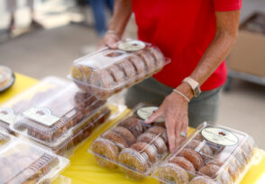 Boxes of Apple Cider Donuts from Tanners Orchard.