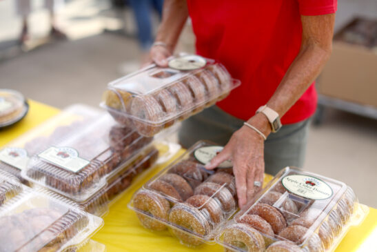 Boxes of Apple Cider Donuts from Tanners Orchard.