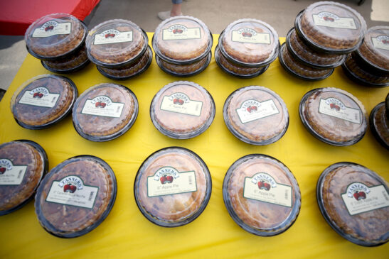 Pies laid out on a table for sweets, eats, and treats at Tanners.