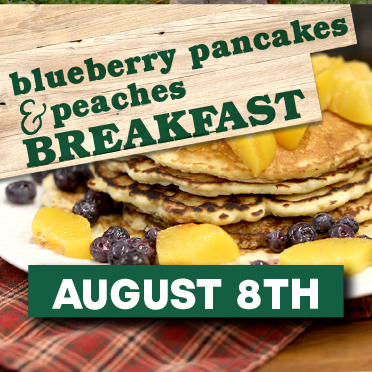 Blueberry Pankcakes and Peaches Breakfast at Tanners Orchard